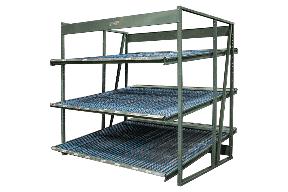 Used Interlake Roll Track Style Carton Flow Racking For Sale