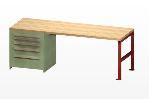Industrial Workbench with Steel Drawers