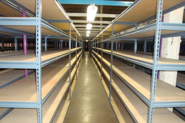 Used 36" Deep Boltless Shelving With Wood Decks For Sale