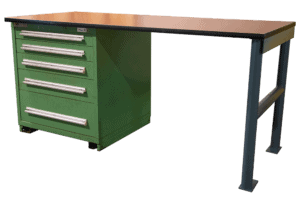 Industrial Workbench with Steel Drawers