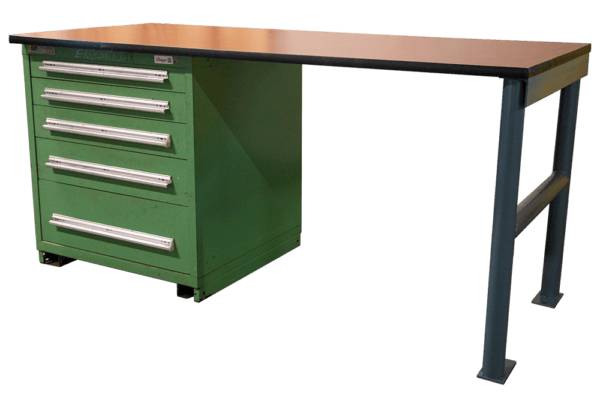 Industrial Workbench with Steel Drawers