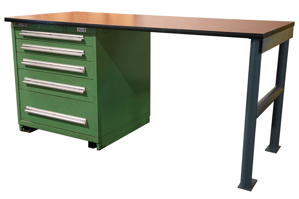 Industrial Workbench with Steel Drawers