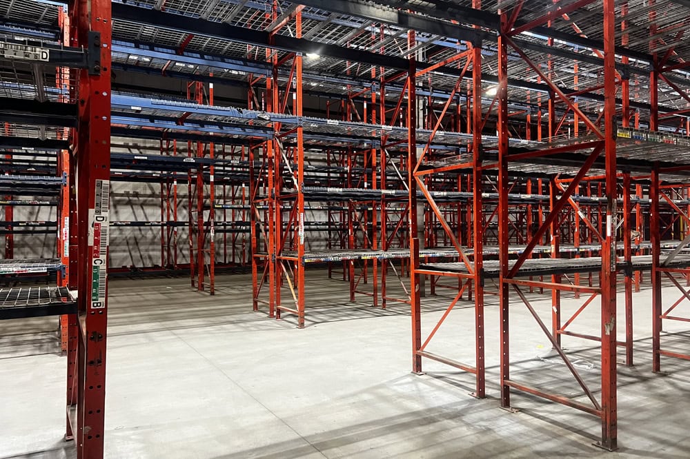 Heavy duty structural pallet racking system for sale at American Surplus liquidation event
