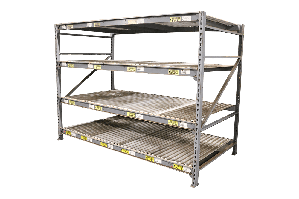 Used warehouse shelving and bulk storage racking systems available at American Surplus in East Providence, Rhode Island. Heavy-duty pre-owned storage solutions for material handling and inventory management.