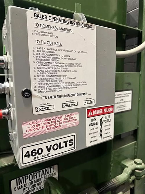 PTR 3400HD Vertical Baler Being Liquidated From A Facility In Seekonk, MA by American Surplus