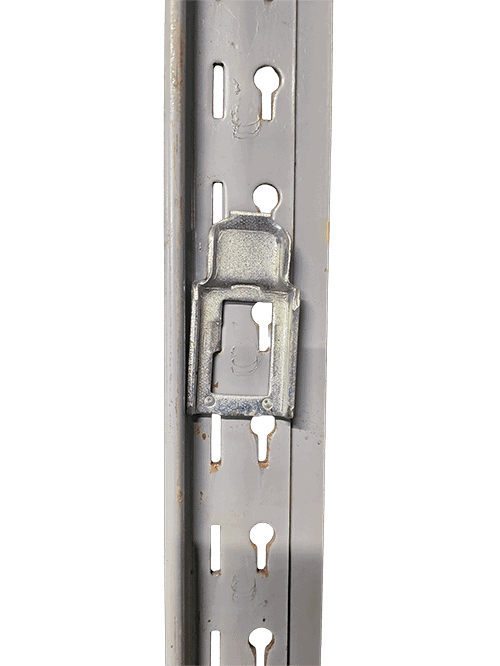 Front view of Lyon shelving post with clip