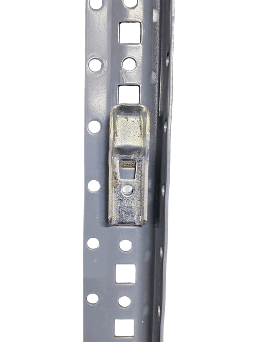 Front view of Tri-Boro shelving post with clip