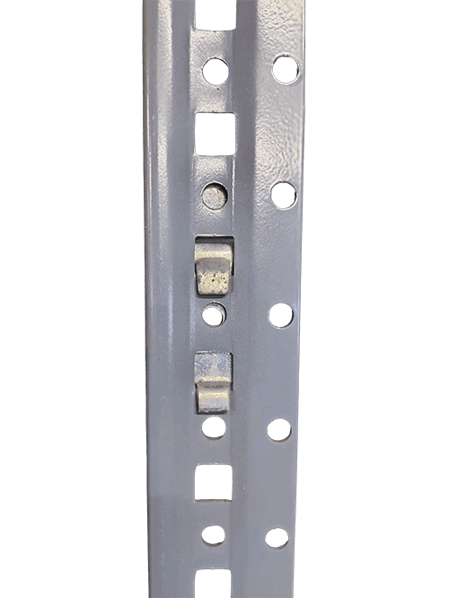 Rear view of Tri-Boro shelving post with clip