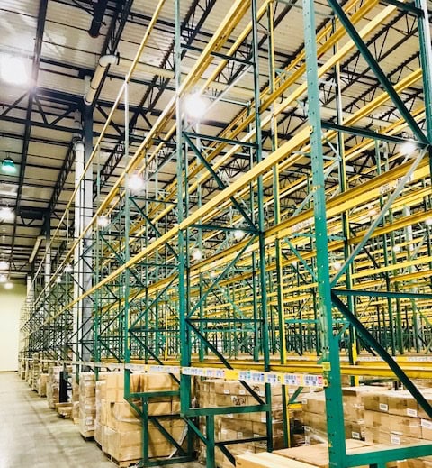 Structural pallet racking from a warehouse equipment liquidation we completed in Massachusetts.