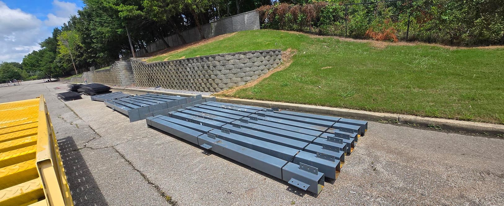 Mezzanine Columns liquidated from a facility in Randolph, Massachusetts by American Surplus
