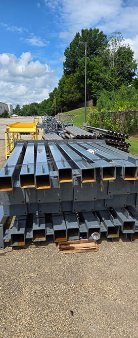 Mezzanine Columns liquidated from a facility in Randolph, Massachusetts by American Surplus