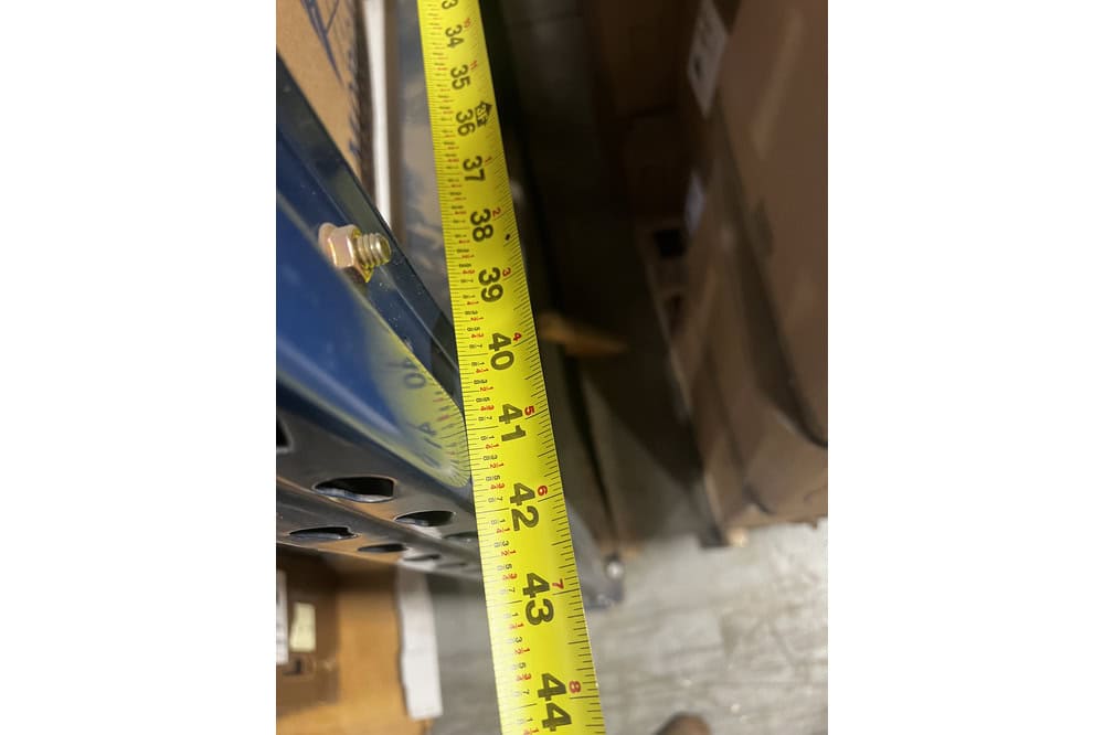 Images of used warehouse equipment liquidated from a record storage facility in Nashua, New Hampshire