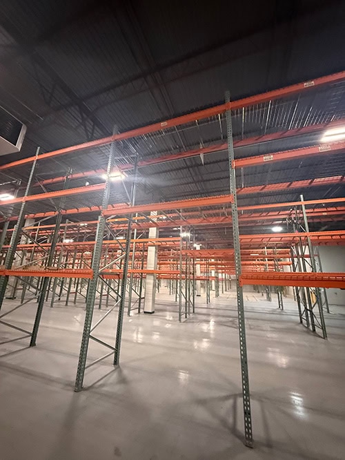 Images of used pallet racking liquidated from a facility in Frederick, Maryland by American Surplus