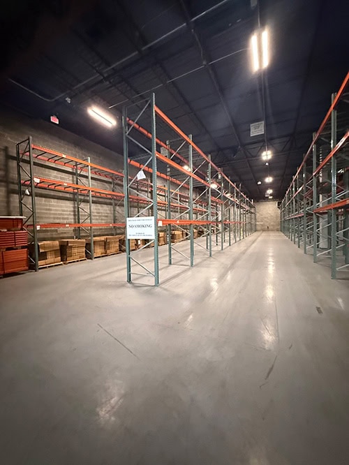 Images of used pallet racking liquidated from a facility in Frederick, Maryland by American Surplus