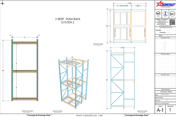 Used 2 Deep x 3 High Push Back Racking Systems - Image 4