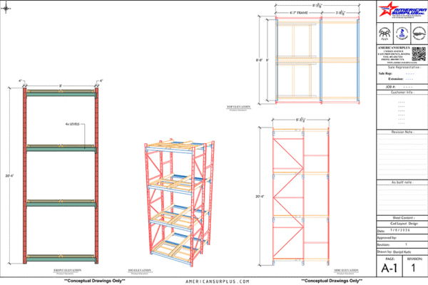 Used 2 Deep x 4 High Push Back Racking Systems - Image 2
