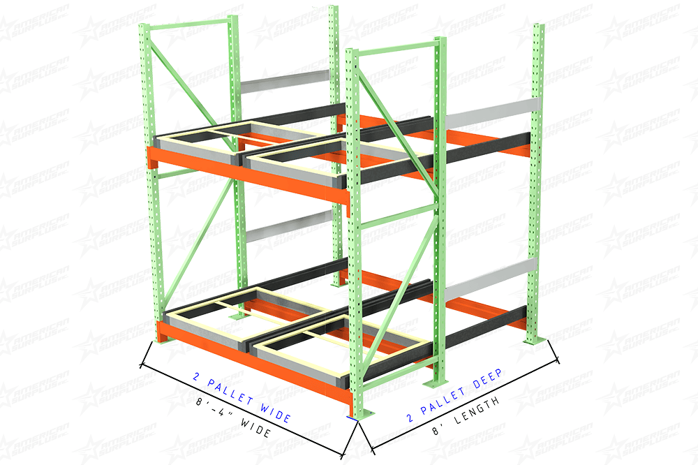2 Deep Used Teardrop Push Back Rack for Sale